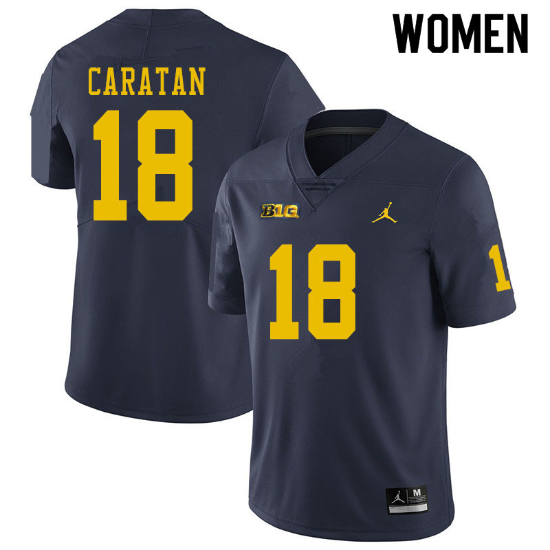Women #18 George Caratan Michigan Wolverines College Football Jerseys Sale-Navy